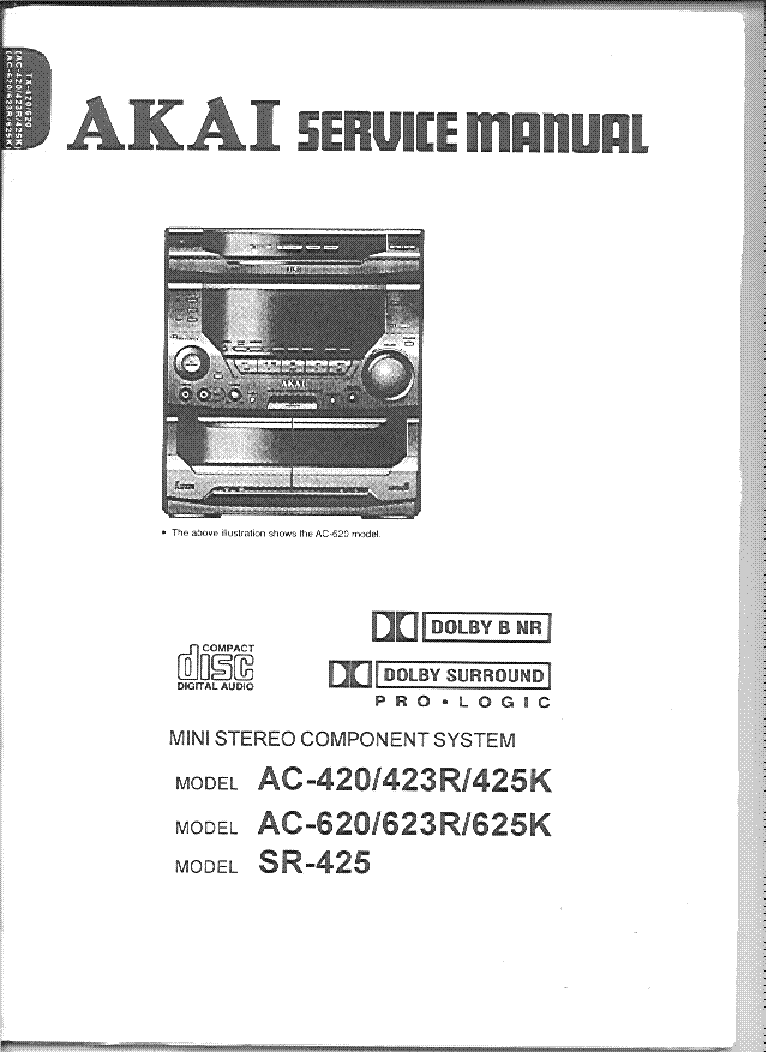 AKAI AC420 423 425 620 623 625 SR425 service manual (1st page)