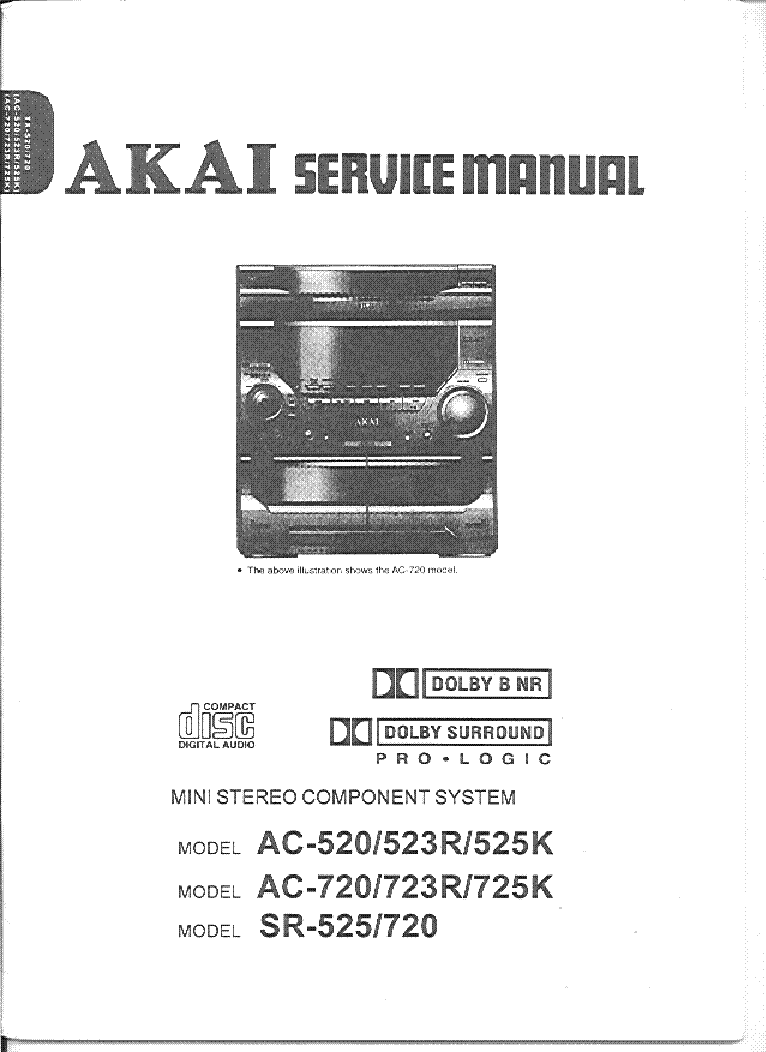 AKAI AC520 523 525 720 723 725 SR525 720 service manual (1st page)