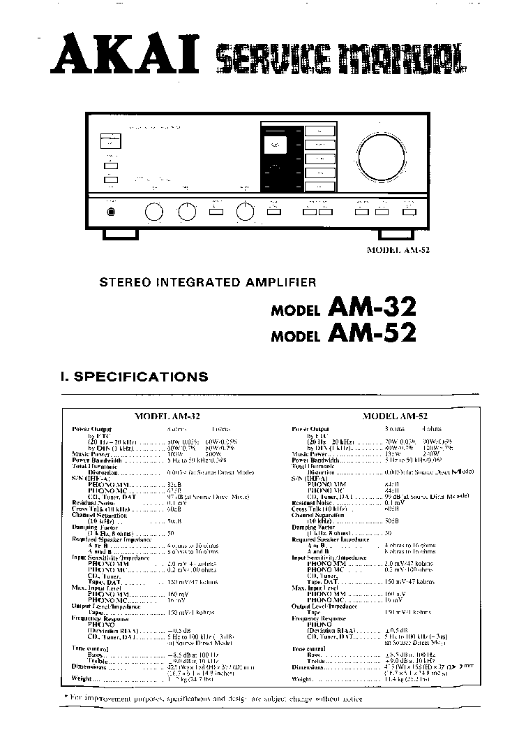 AKAI AM32 AM52 service manual (1st page)