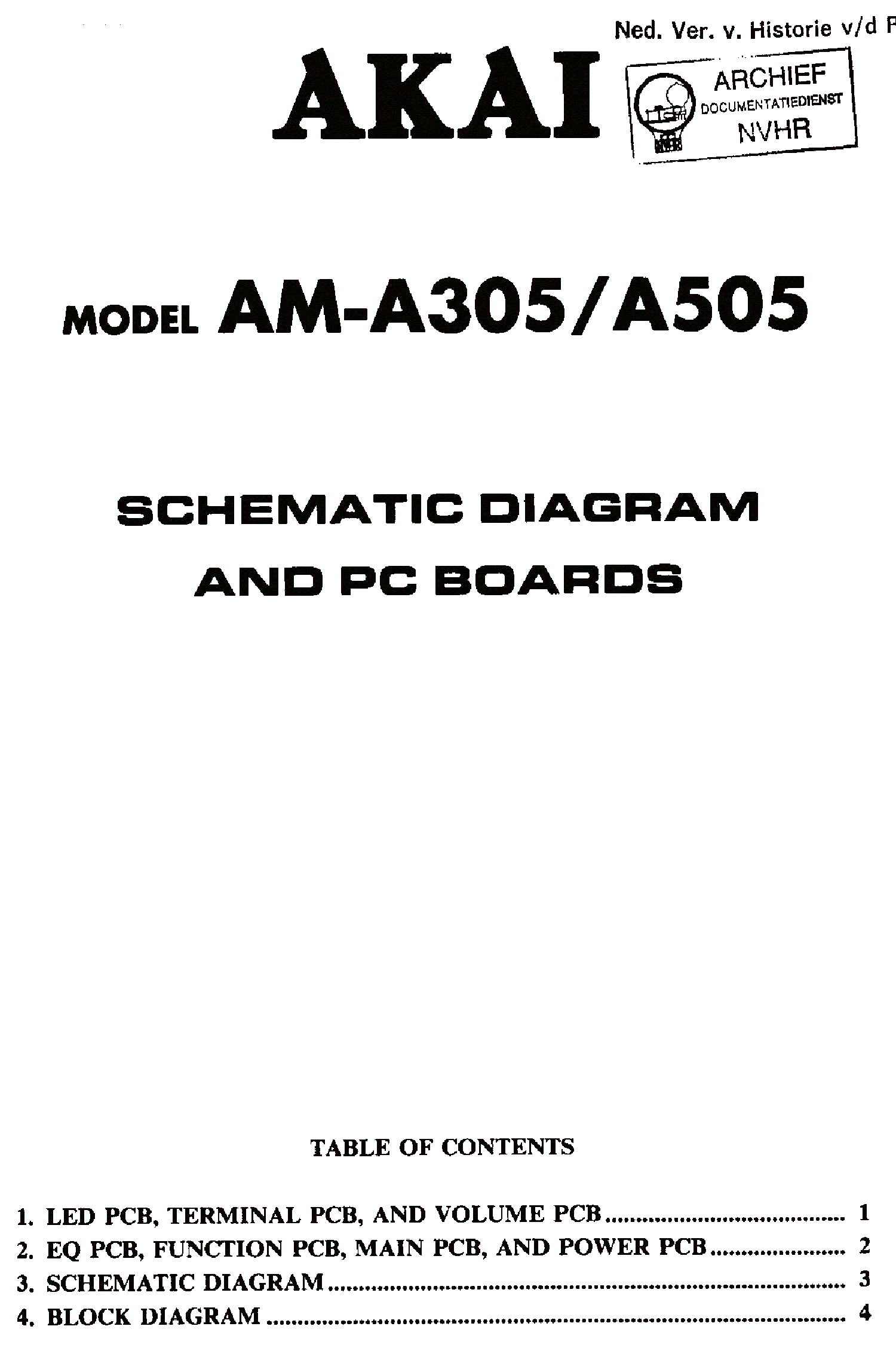 AKAI AM A305 A505 PA SM service manual (1st page)