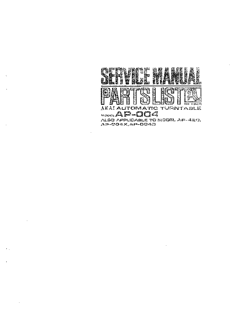AKAI AP-004 service manual (2nd page)