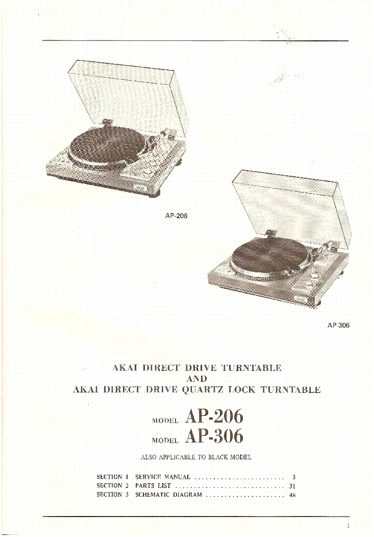 AKAI AP-206 AP-306 TURNTABLE service manual (2nd page)