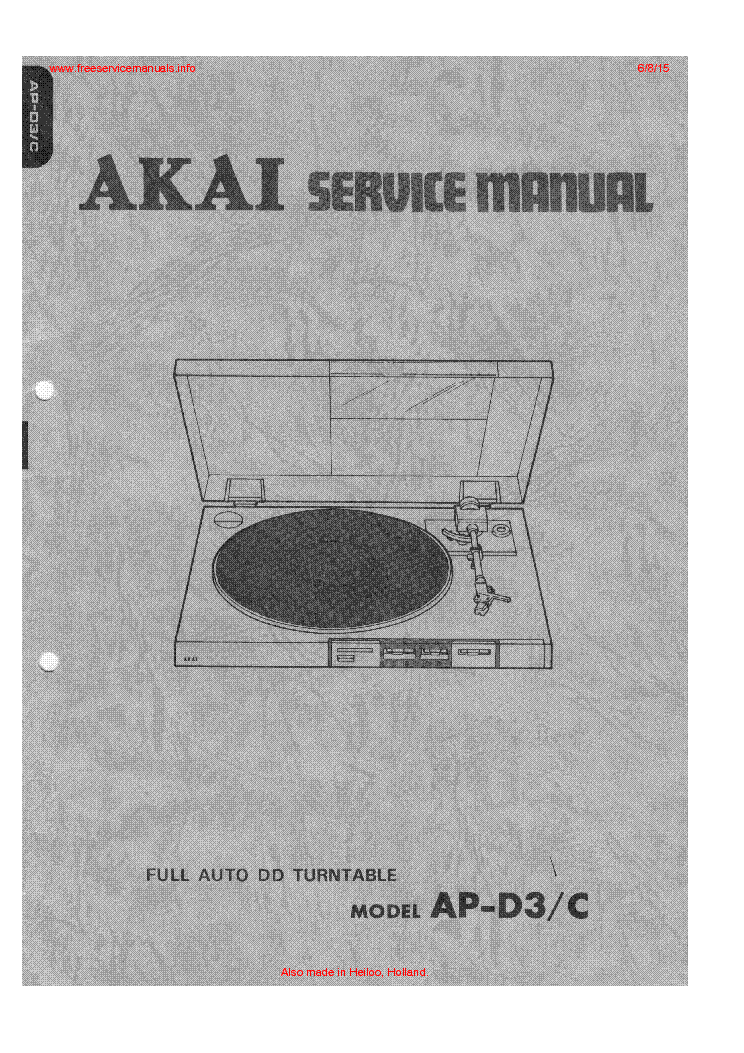 AKAI AP-D3 TURNTABLE service manual (1st page)