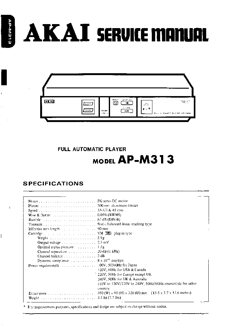 AKAI AP-M313 service manual (1st page)