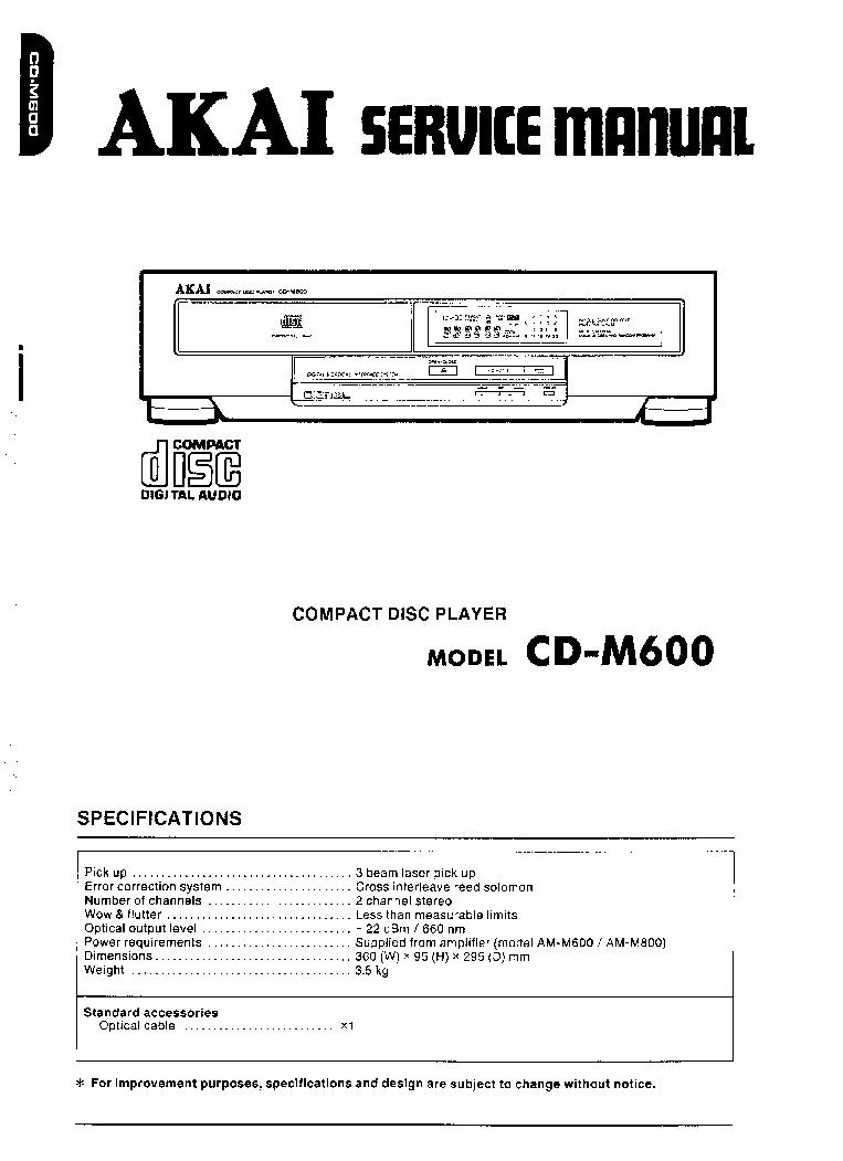 ORIGINALI Service Manual Schema Elettrico AKAI cd-m480 cd-m670 cd-m770 