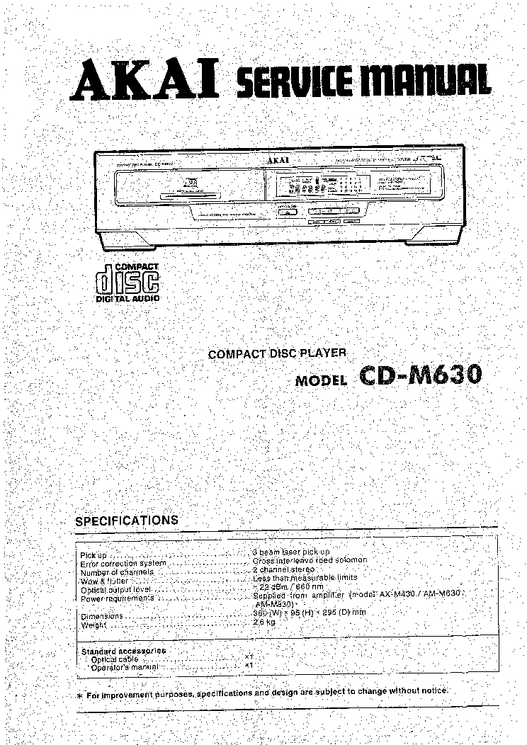 AKAI CD-M630 SM service manual (1st page)