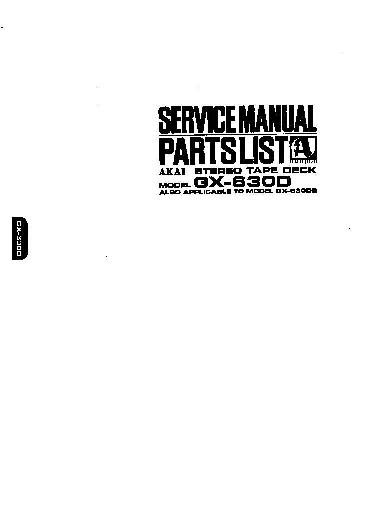 AKAI GX-630D 630DB PARTLIST service manual (1st page)