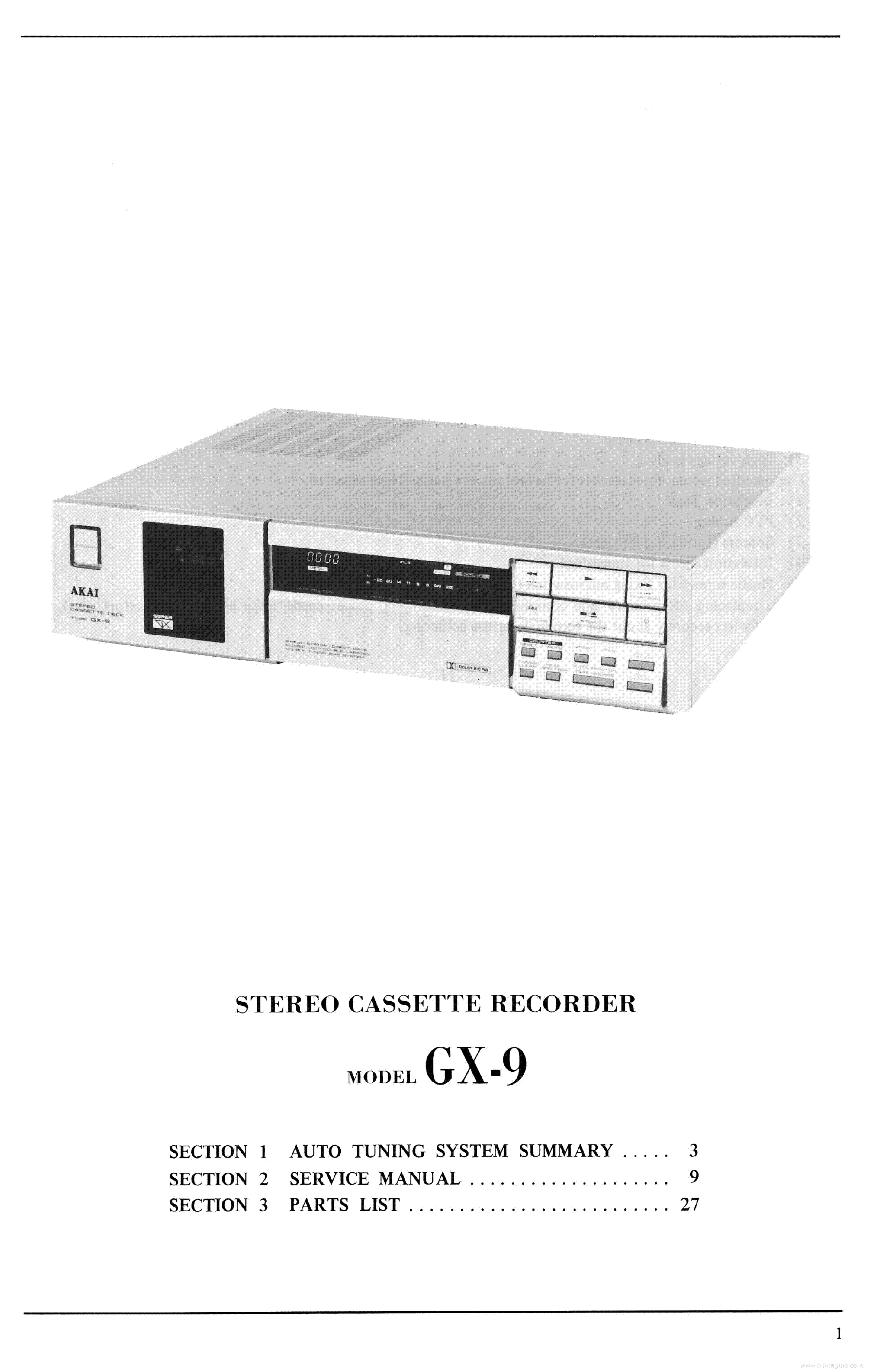 AKAI GX-9 FULL SM service manual (1st page)