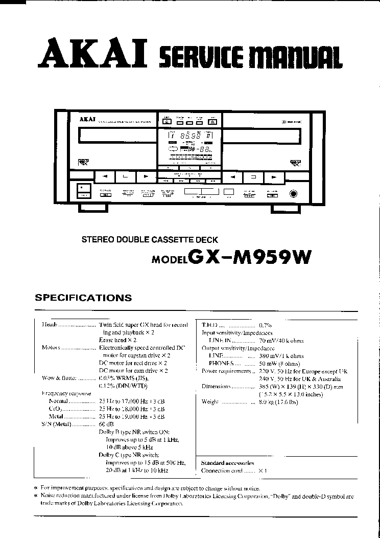 AKAI GX-M959W service manual (1st page)
