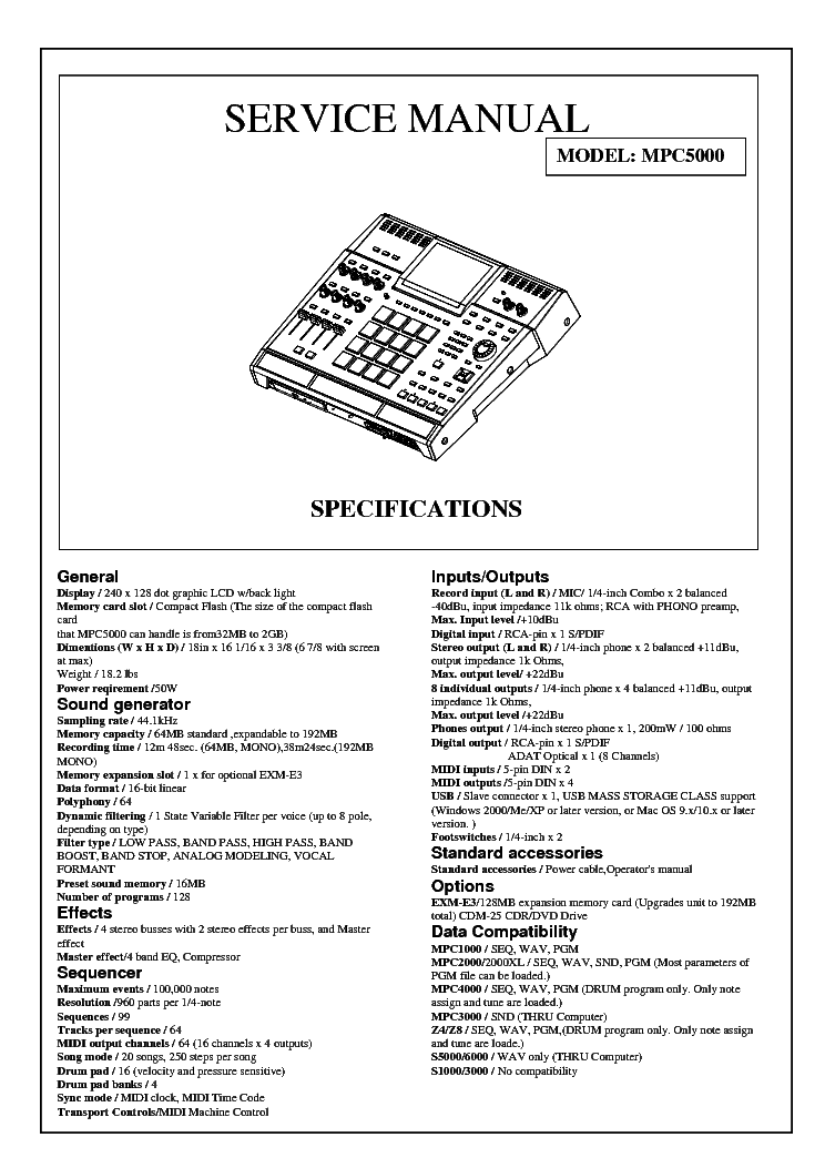 AKAI MPC5000 SM service manual (1st page)