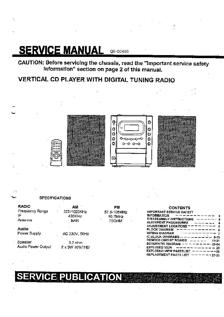 AKAI QX-D2400 MINI HIFI service manual (2nd page)