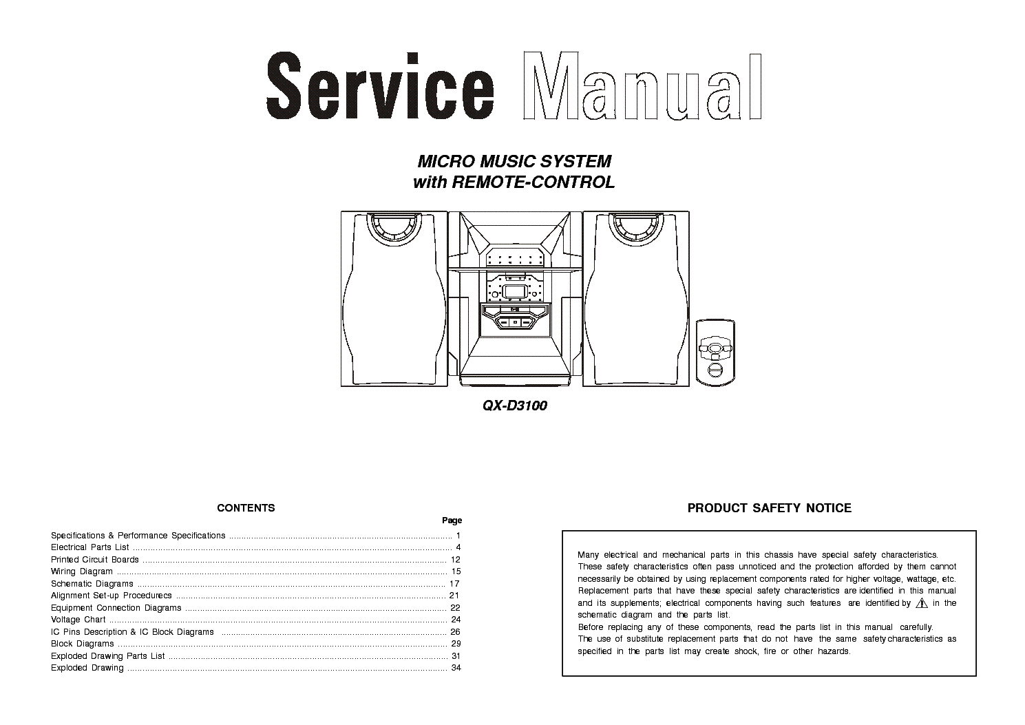 AKAI QX-D3100 SM service manual (1st page)