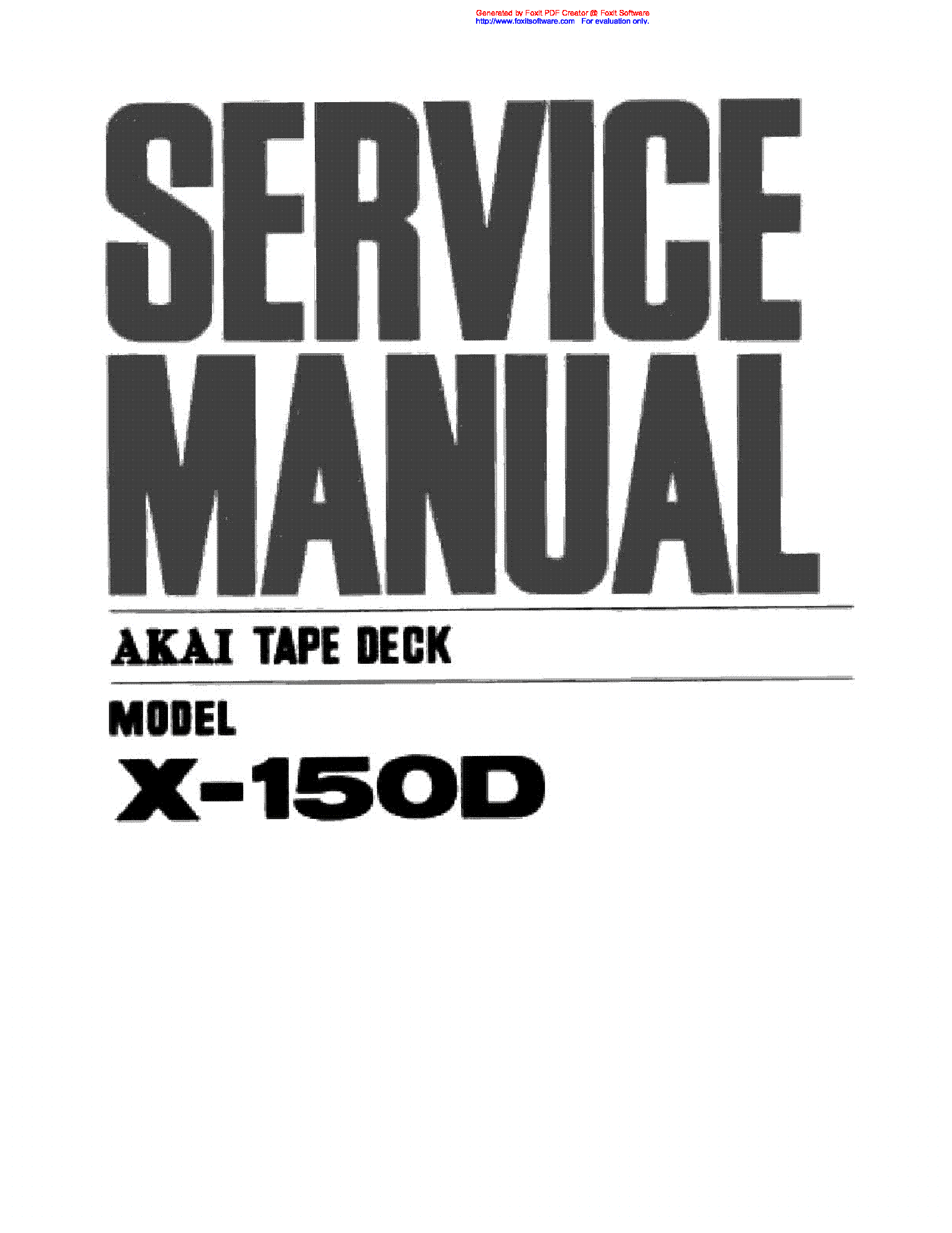 AKAI X-150D SM service manual (1st page)