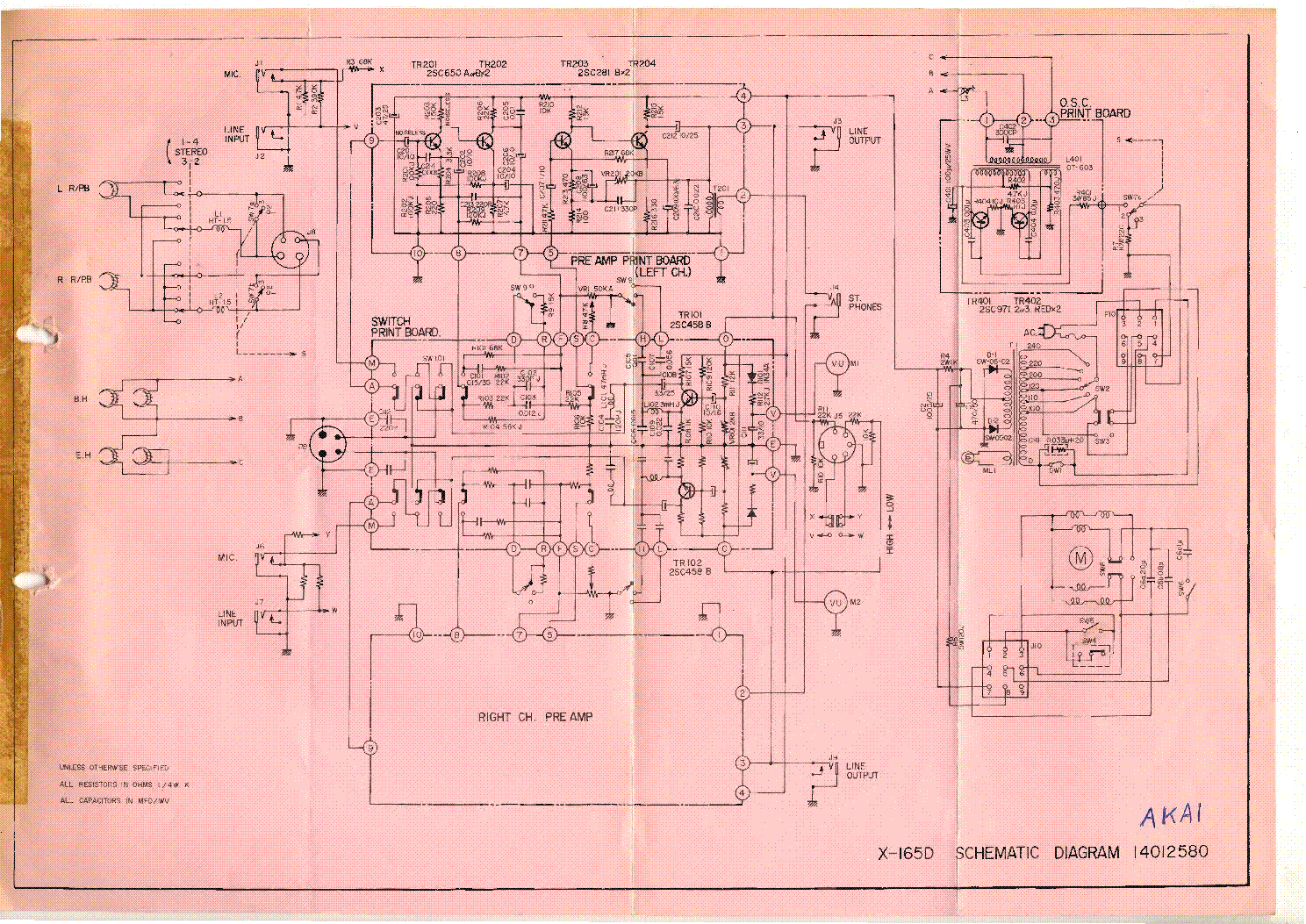 AKAI X-165D MAGNETOPHON SCH service manual (1st page)
