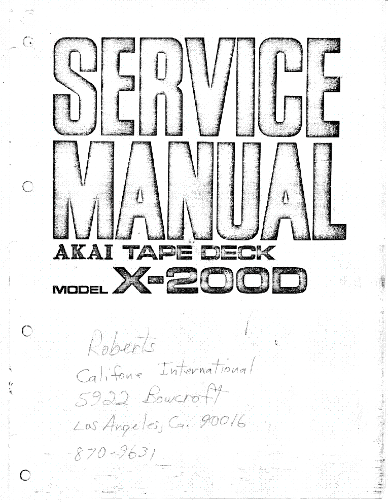 AKAI X-200D SM service manual (1st page)