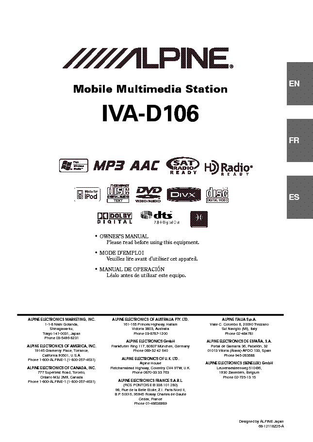 ALPINE IVA-D106 MANUAL PDF