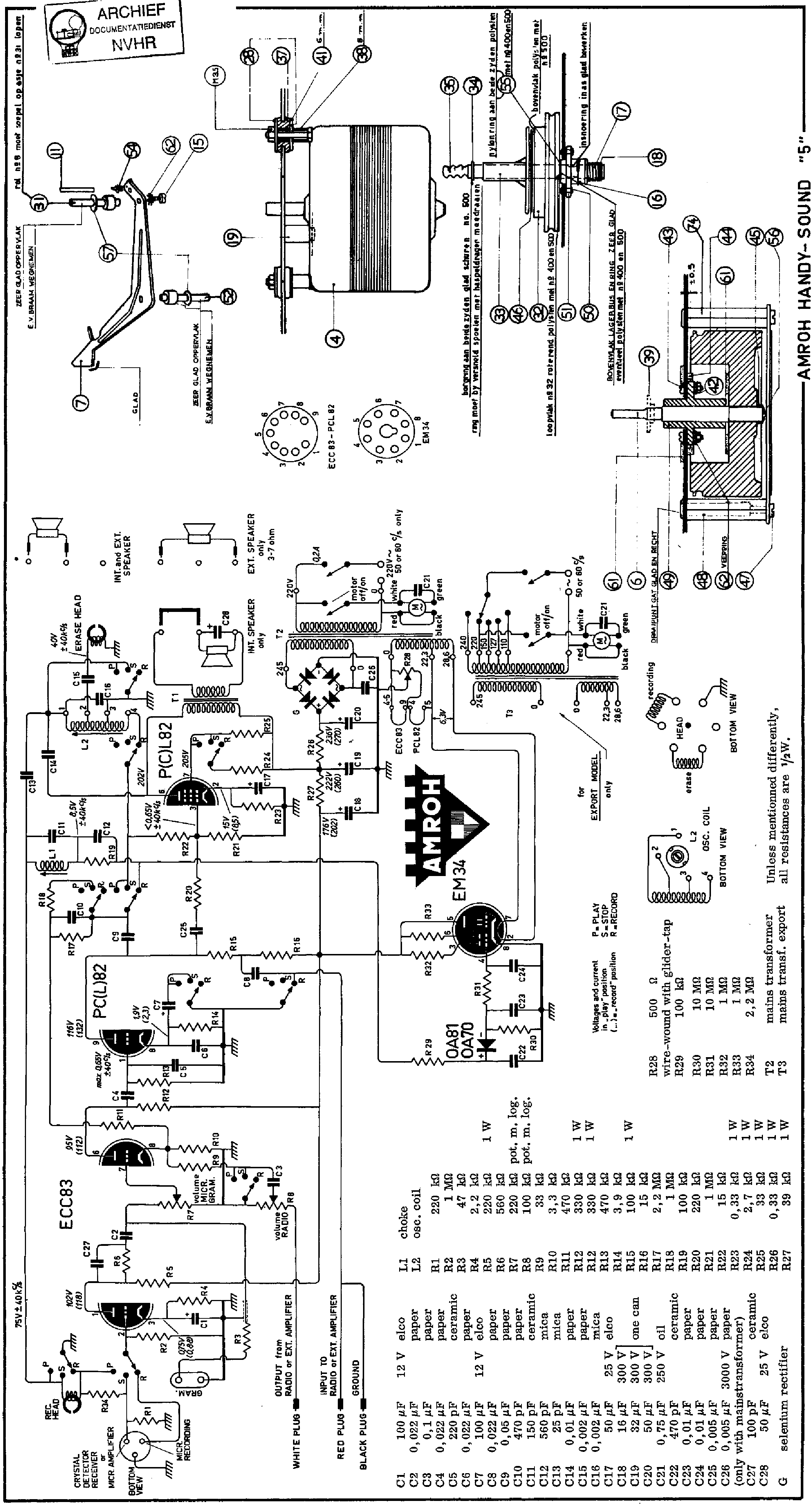 AMROH HANDY-SOUND5 MAGNETOPHON SM service manual