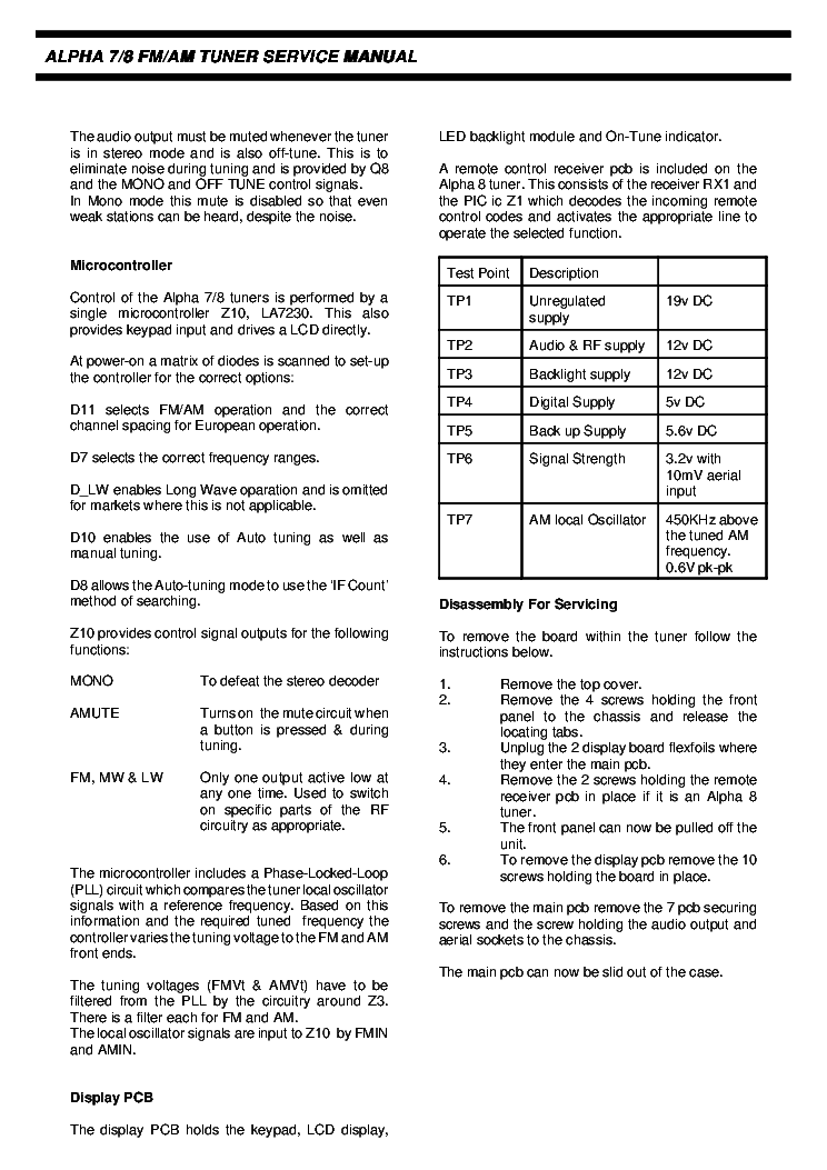 ARCAM ALPHA7 ALPHA8 OLD TUNER SM service manual (2nd page)