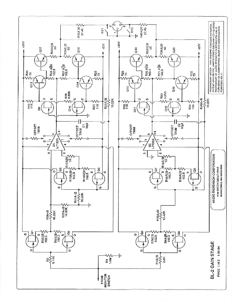 AUDIO-RESEARCH BL2 SCH Service Manual download, schematics, eeprom ...