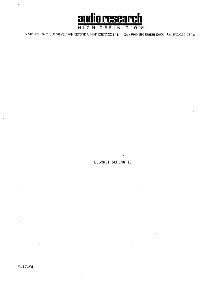 AUDIO-RESEARCH LS5MKII PREAMPLIFIER service manual
