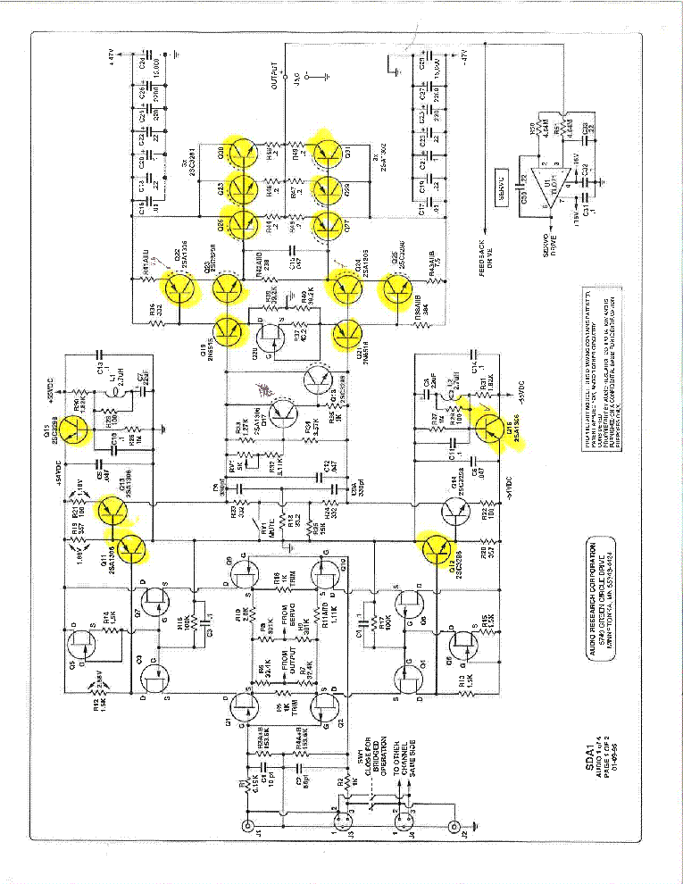 AUDIO-RESEARCH SDA1 AMPLIFIER Service Manual download, schematics