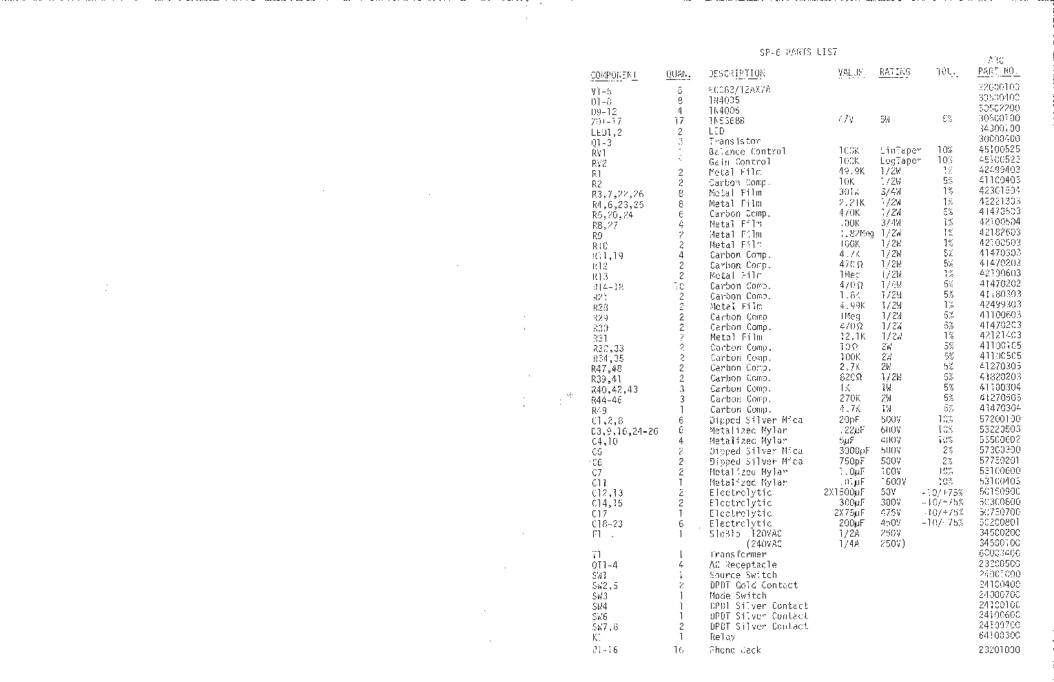 AUDIO-RESEARCH SP6 PREAMPLIFIER SCH service manual