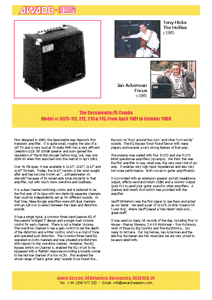 AWARD SG75 service manual