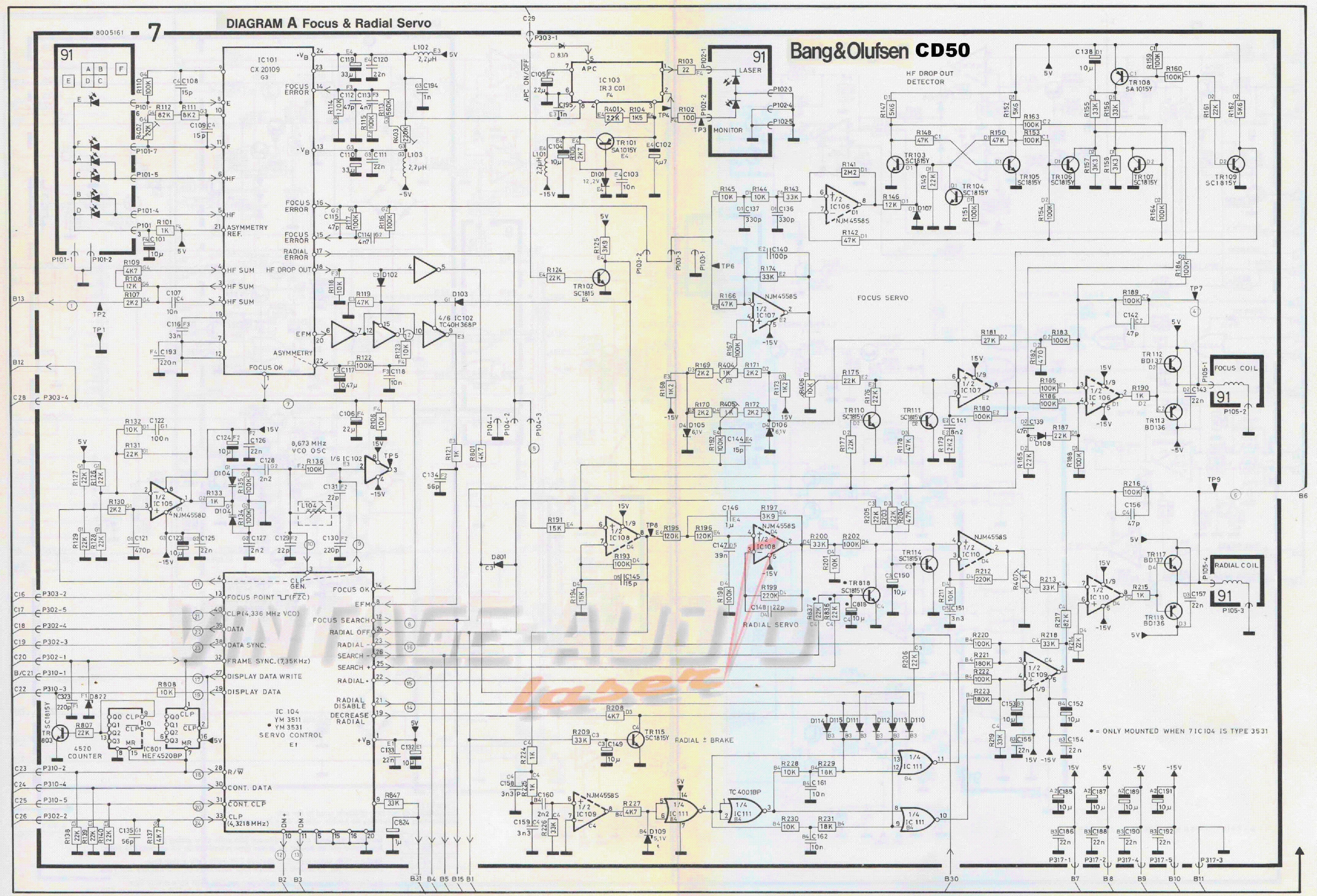 BANG-OLUFSEN CD50 SCH 1 Service Manual download, schematics, eeprom ...
