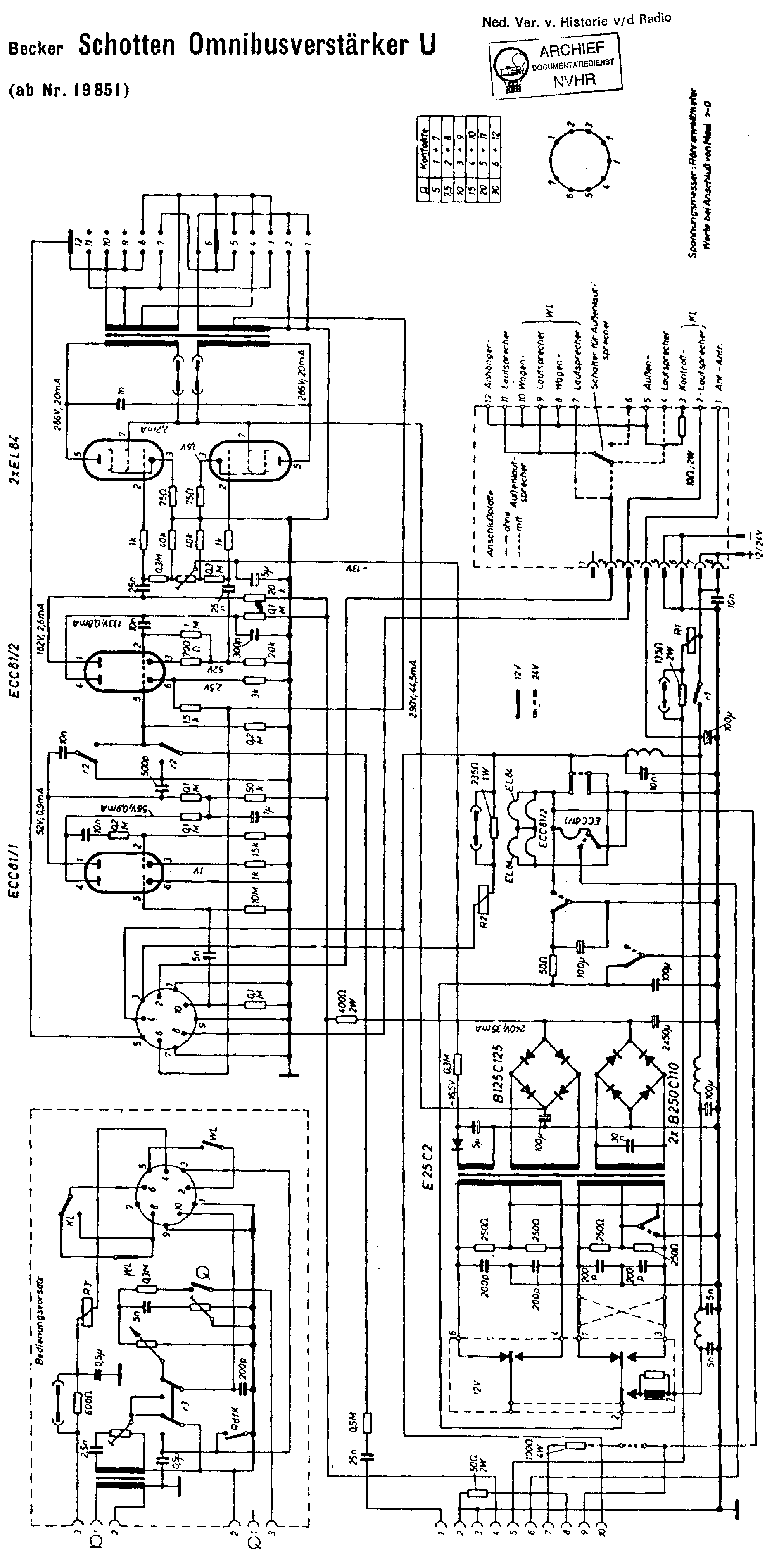 BECKER SCHOTTENU OMNIBUSVERSTARKER AUTOBUS AMPLIFIER SCH Service Manual ...