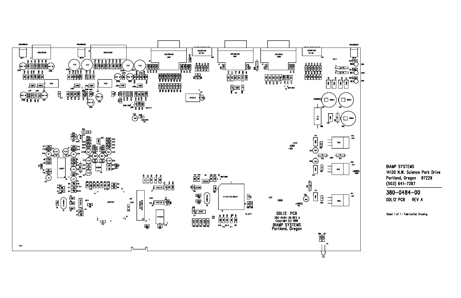 BIAMP DDL12 DIGITAL DELAY SCH PCB Service Manual download, schematics