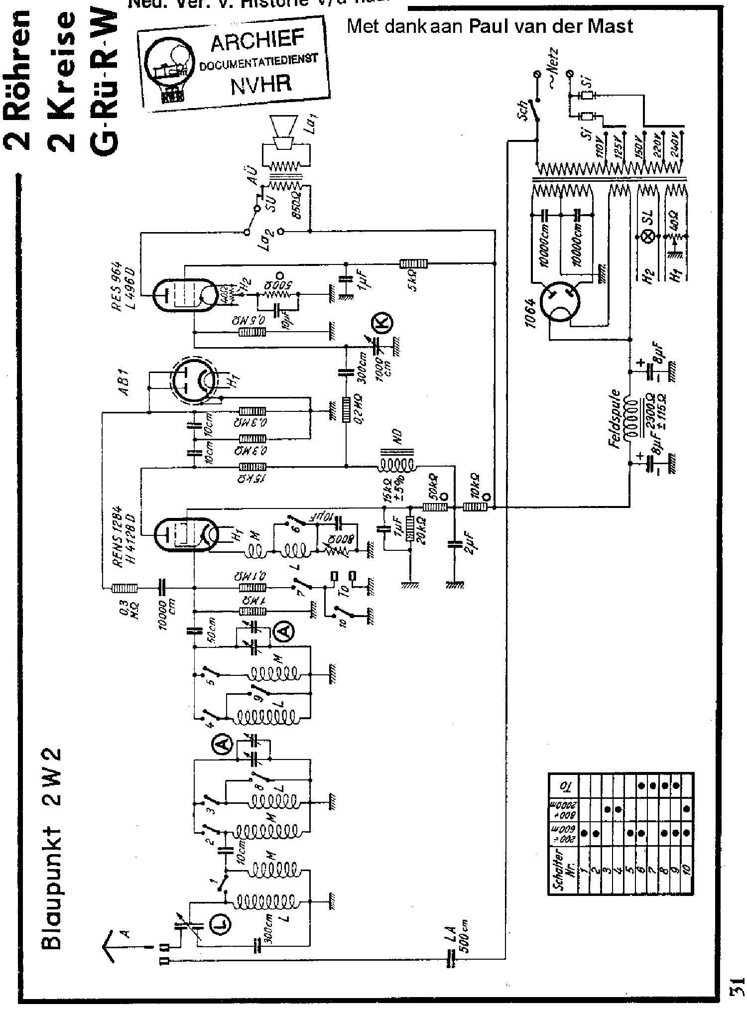 BLAUPUNKT 2W2RECEIVER 1935 SCH service manual