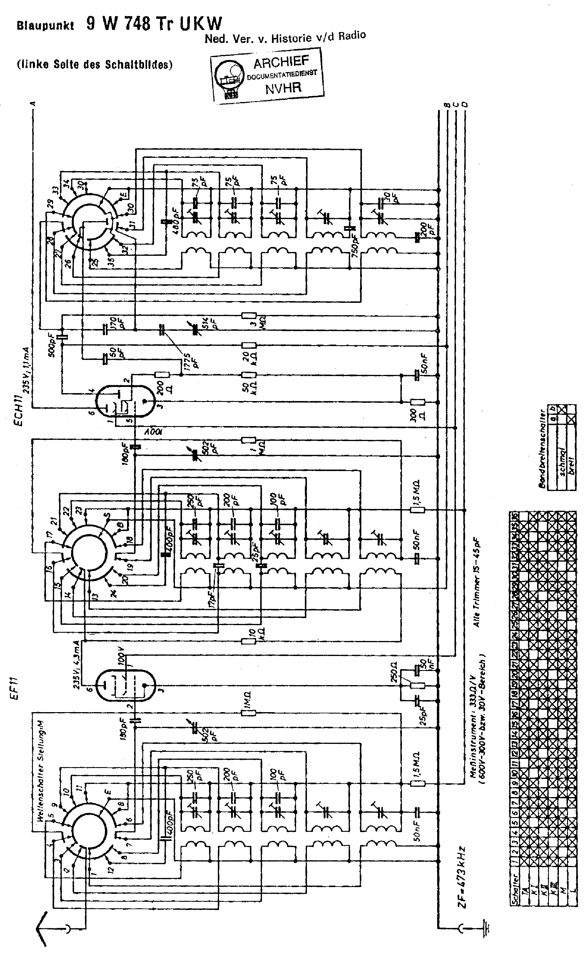 BLAUPUNKT 9W748 TR UKW RECEIVER SCH service manual