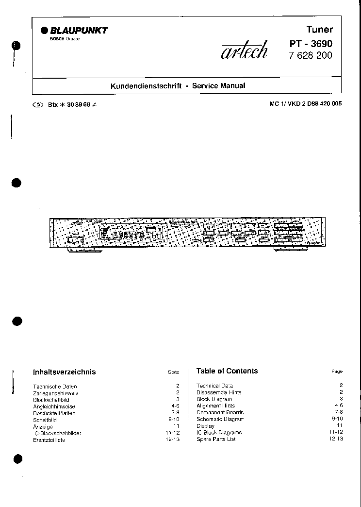 70 Artech  Copy Blaupunkt Service Manual für Preamplifier PX 