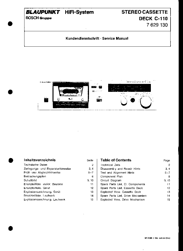 BLAUPUNKT C-110 SM Service Manual download, schematics, eeprom, repair