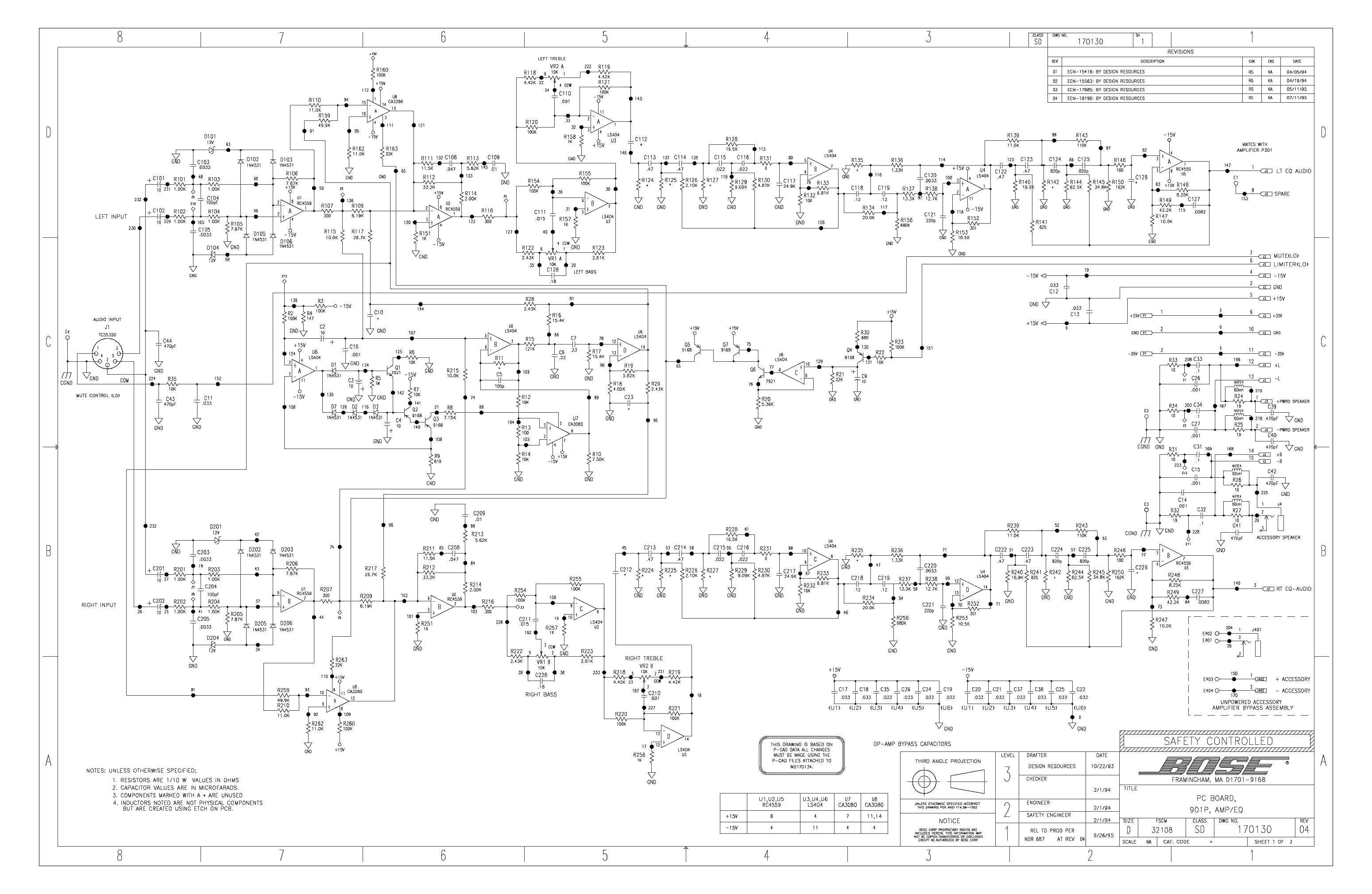 BOSE 901P Service Manual download, schematics, eeprom, repair info for