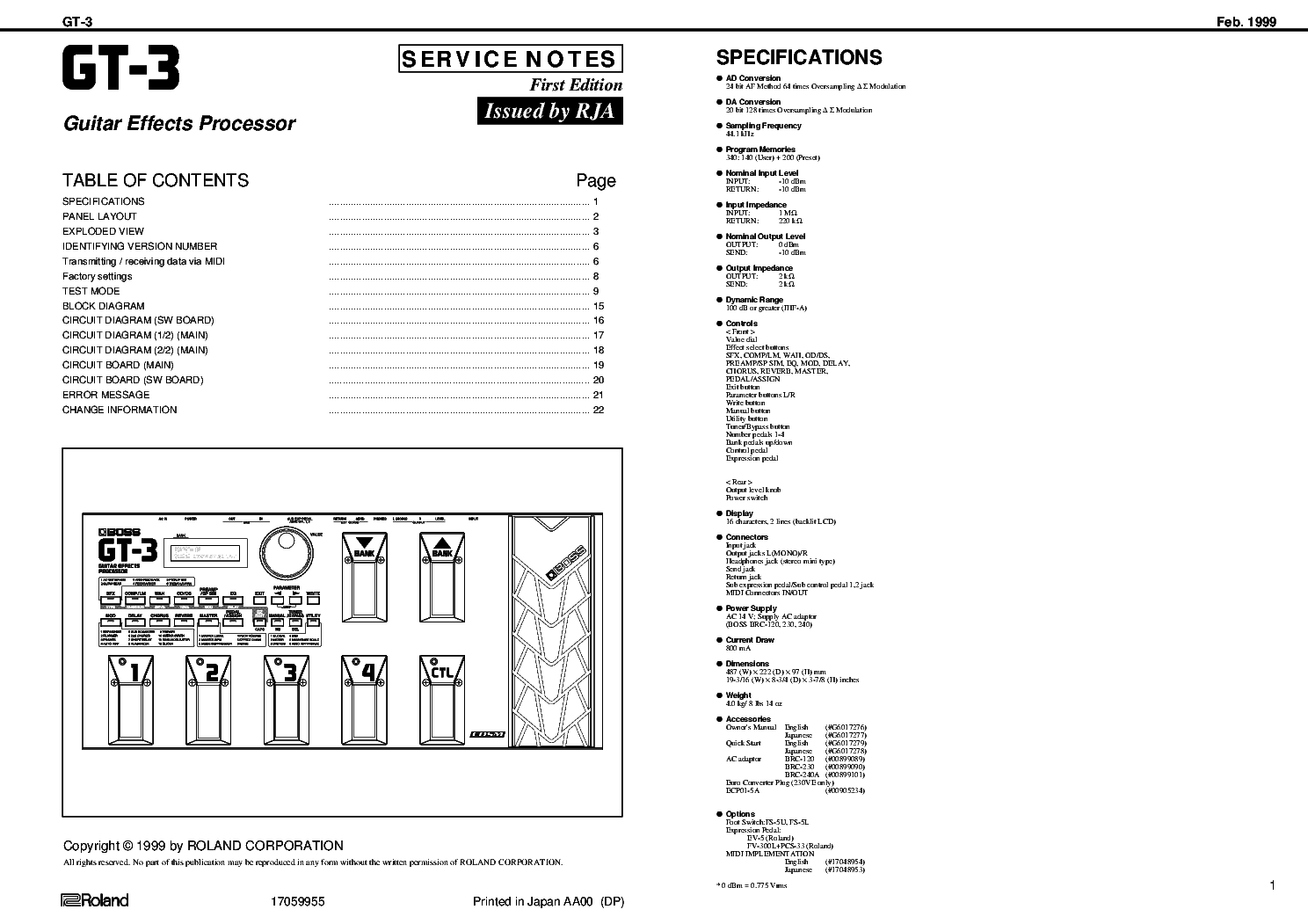 BOSS GT-3 service manual (1st page)