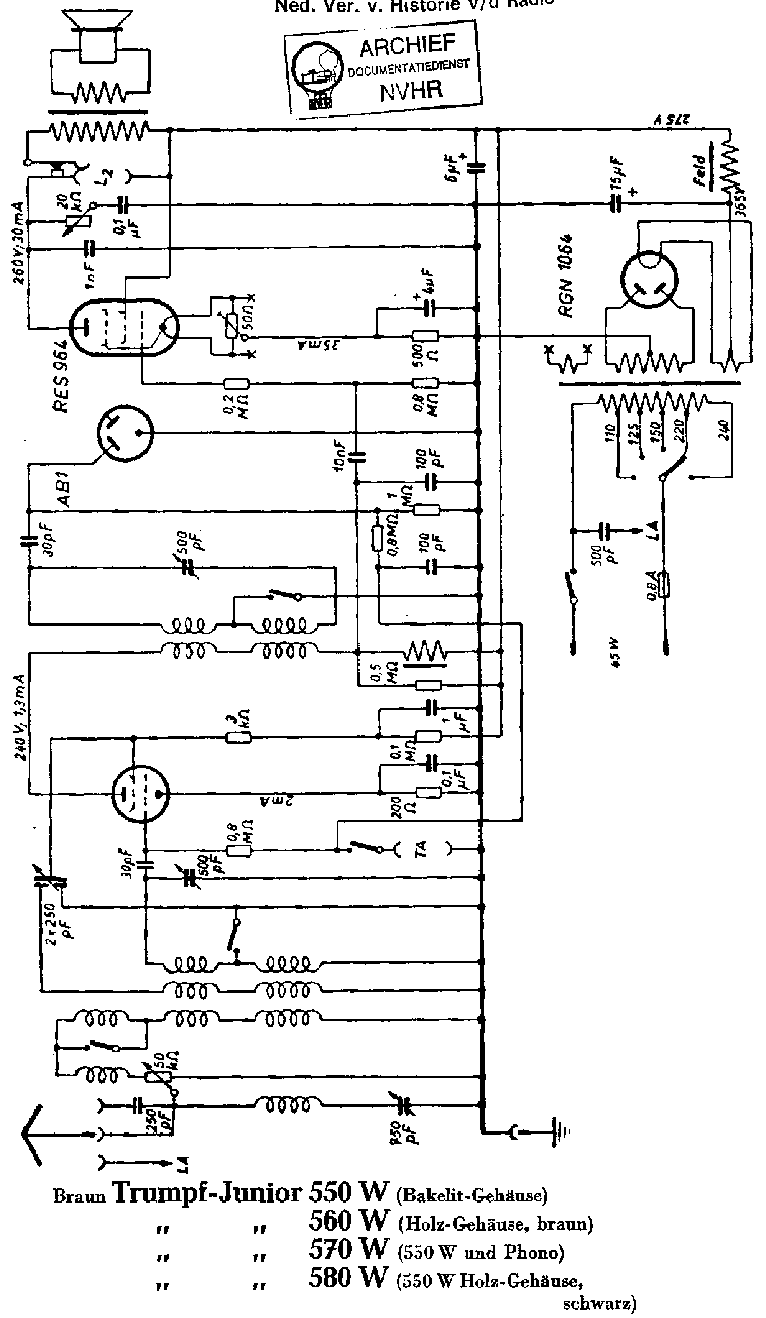 BRAUN 550W-PHONO 560W 570W 580W SCH service manual
