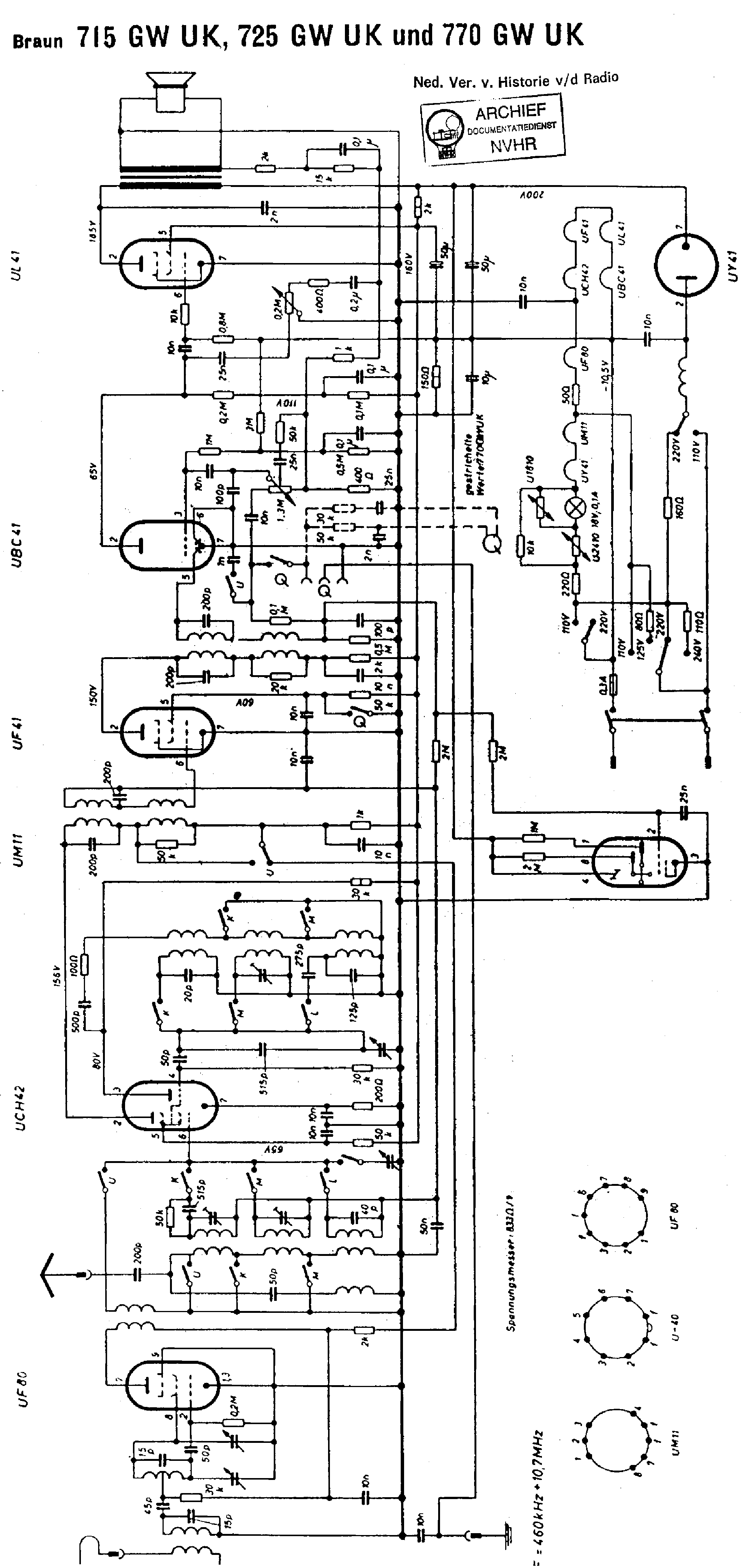 BRAUN 715G 725 770 GW UK AM-FM RECEIVER SCH service manual