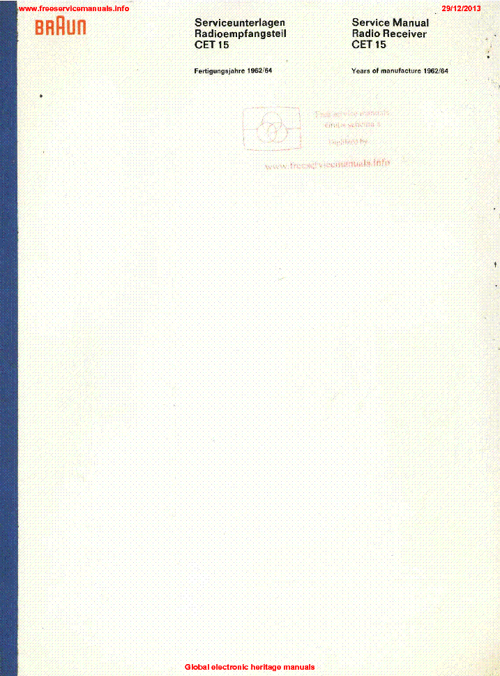 BRAUN CET15 service manual