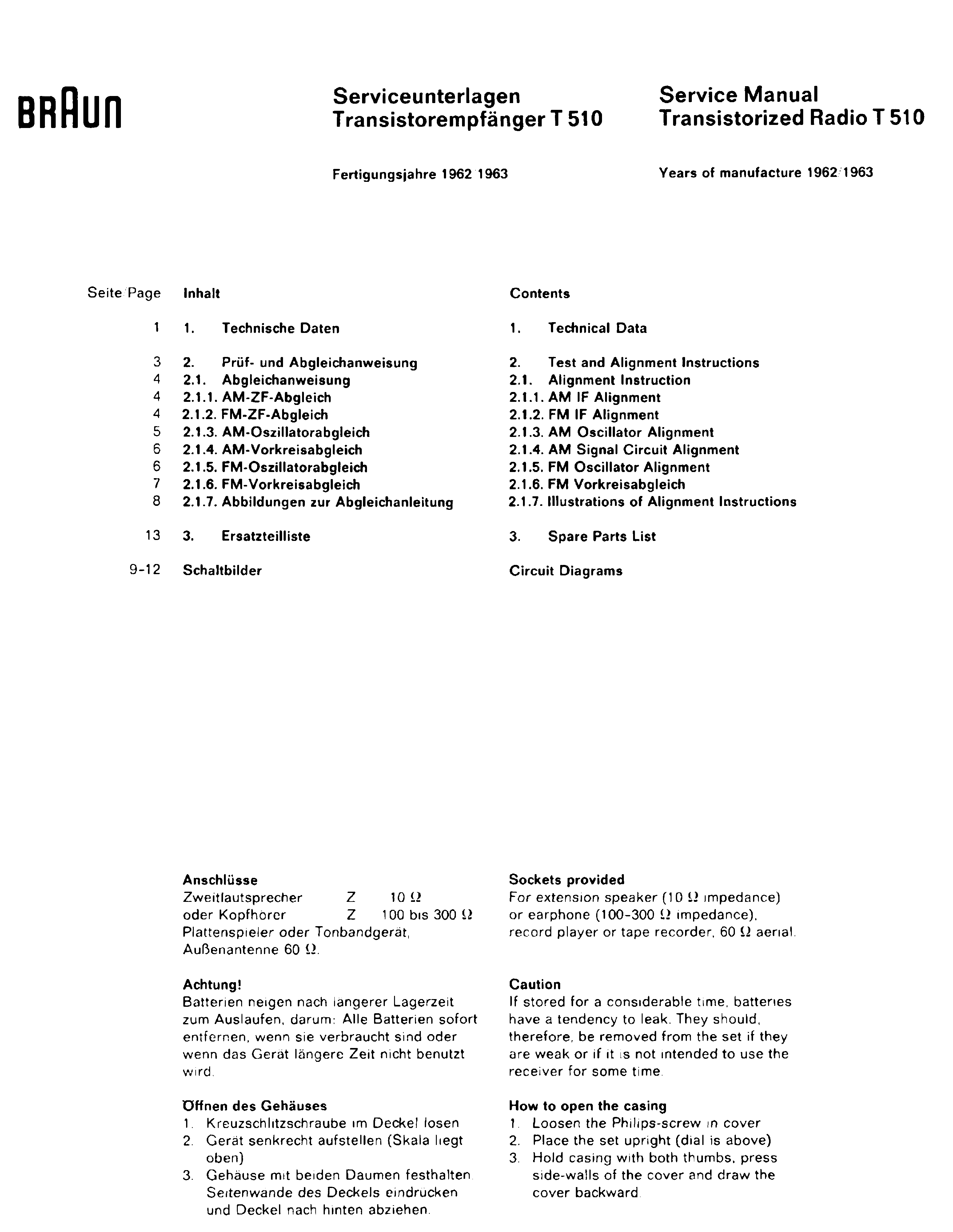 Service Manual-Anleitung für Braun T 1000 