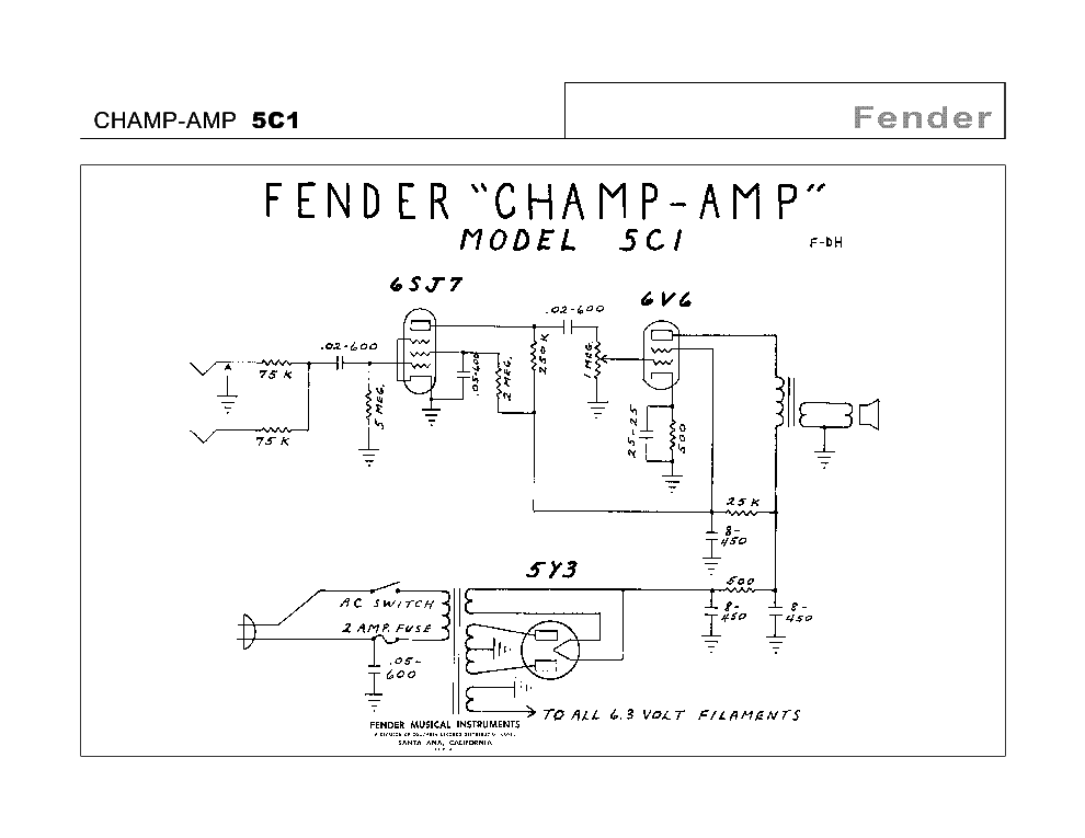 Схема fender deluxe reverb