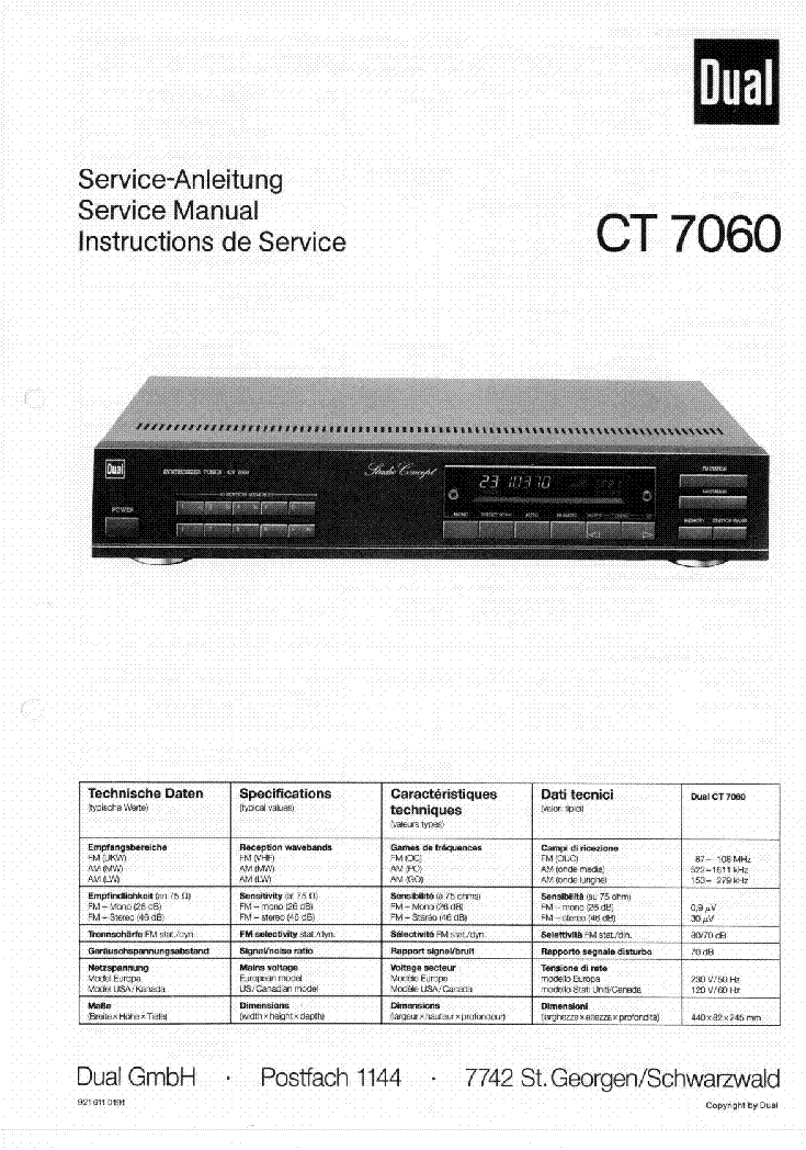DUAL CT7060 SM service manual