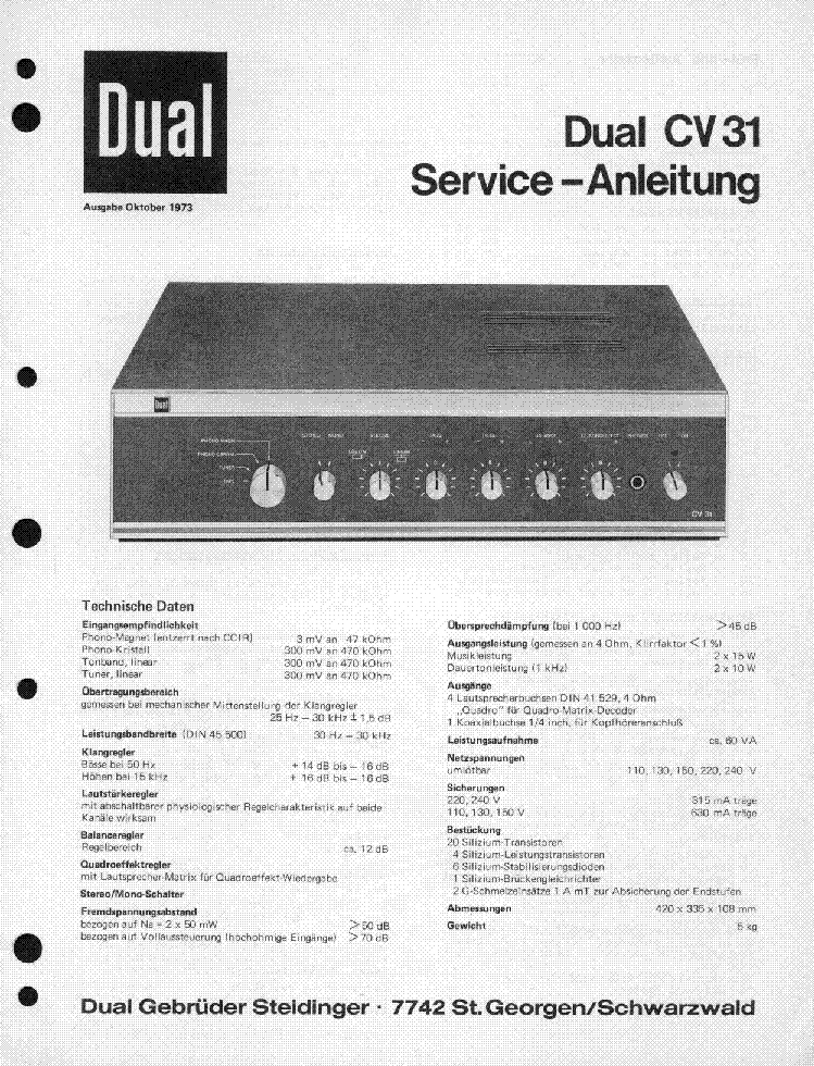 Service Manual-Anleitung für Dual 606 