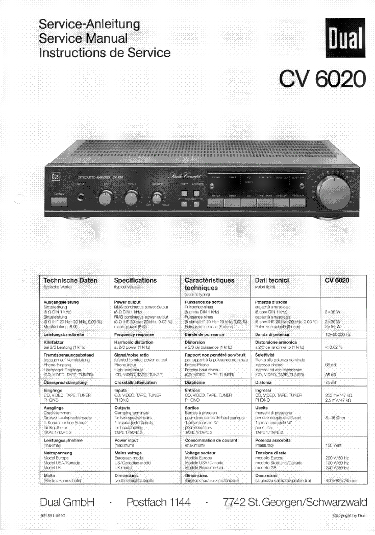 Dual Service Manual für CV 60  Copy 