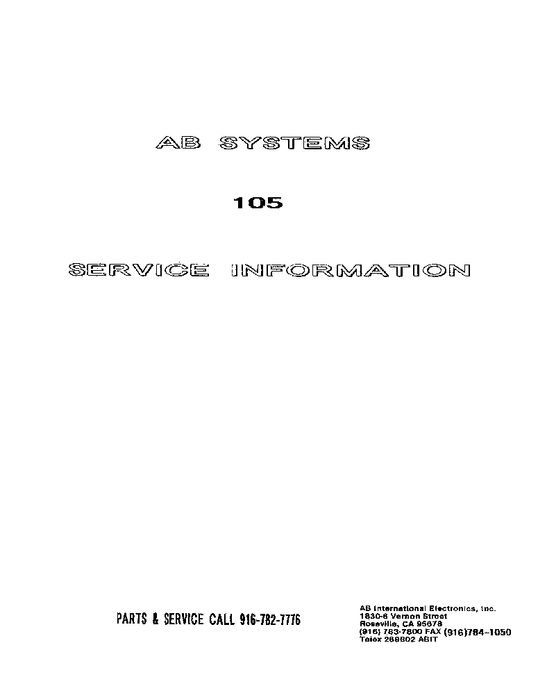 AB-INTERNATIONAL 105 SM service manual