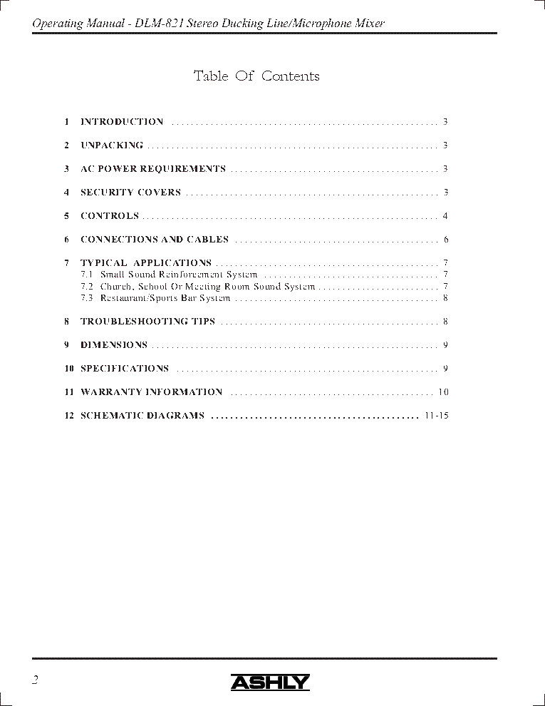 ASHLY DLM-821 OPERATING SCHEMATICS Service Manual download, schematics ...