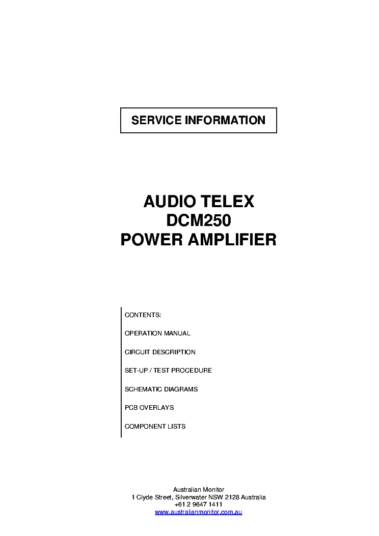 AUDIO-TELEX DCM250 SM service manual