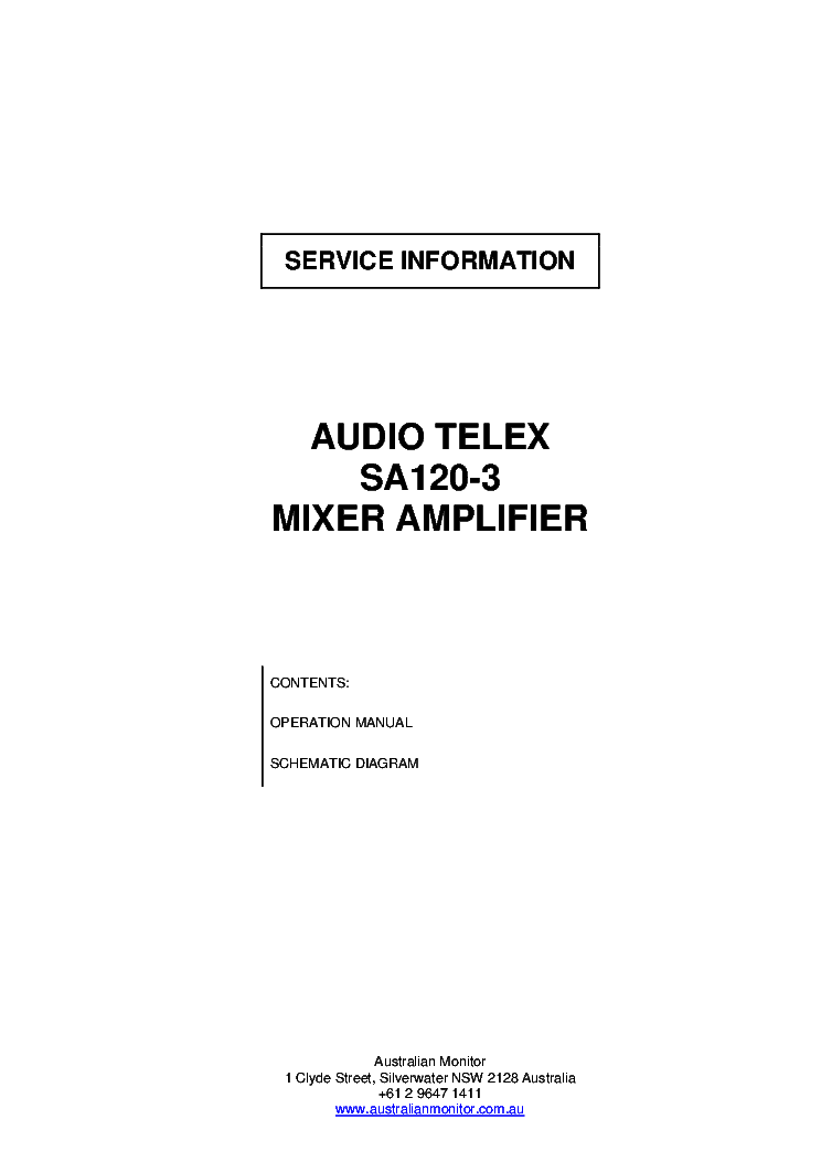 AUDIO-TELEX SA120-3 SERVICE-INFO service manual