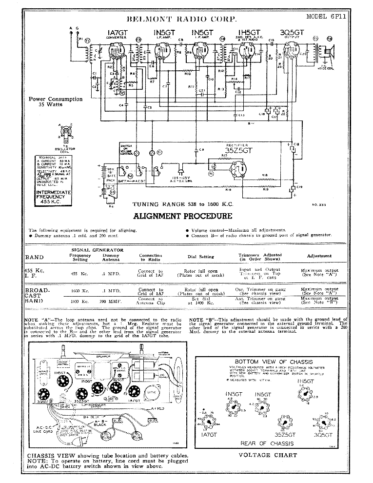BELMONT 6P11 SM service manual (1st page)
