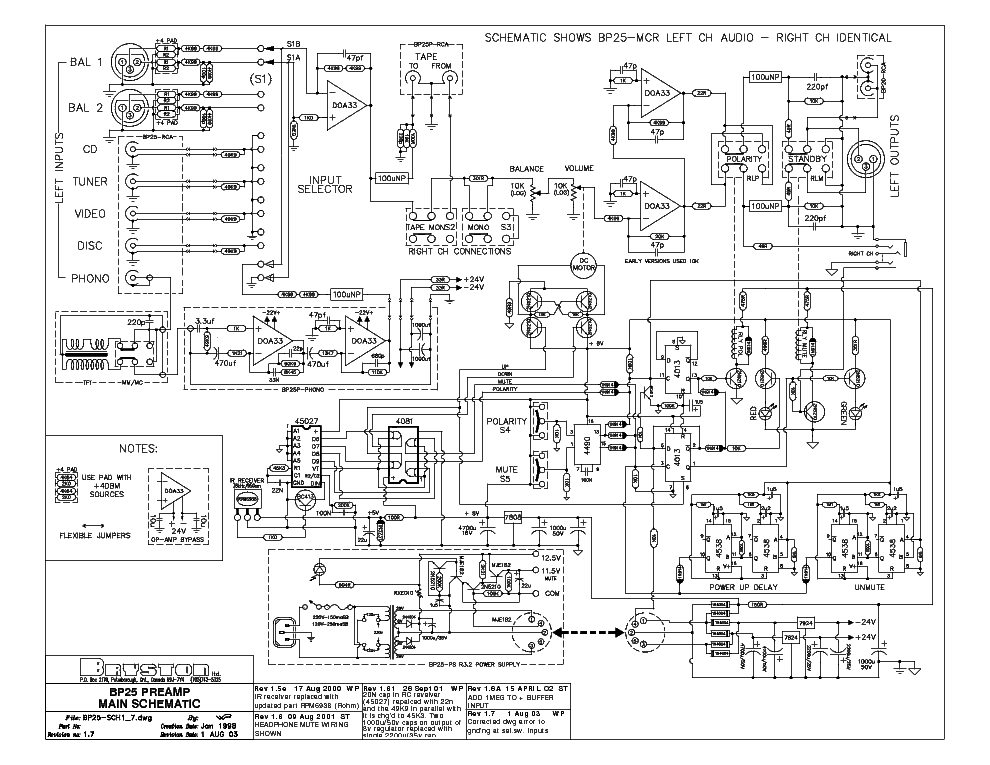 BRYSTON BP25 Service Manual download, schematics, eeprom, repair info ...